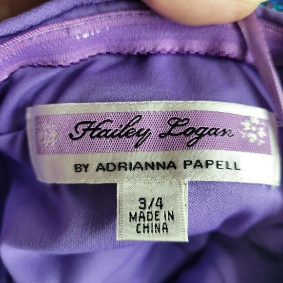 Hailey Logan Dress Mermaid Fairycore Netted Sequin Fit Flare Mini Purple 3/4 - Picture 11 of 13